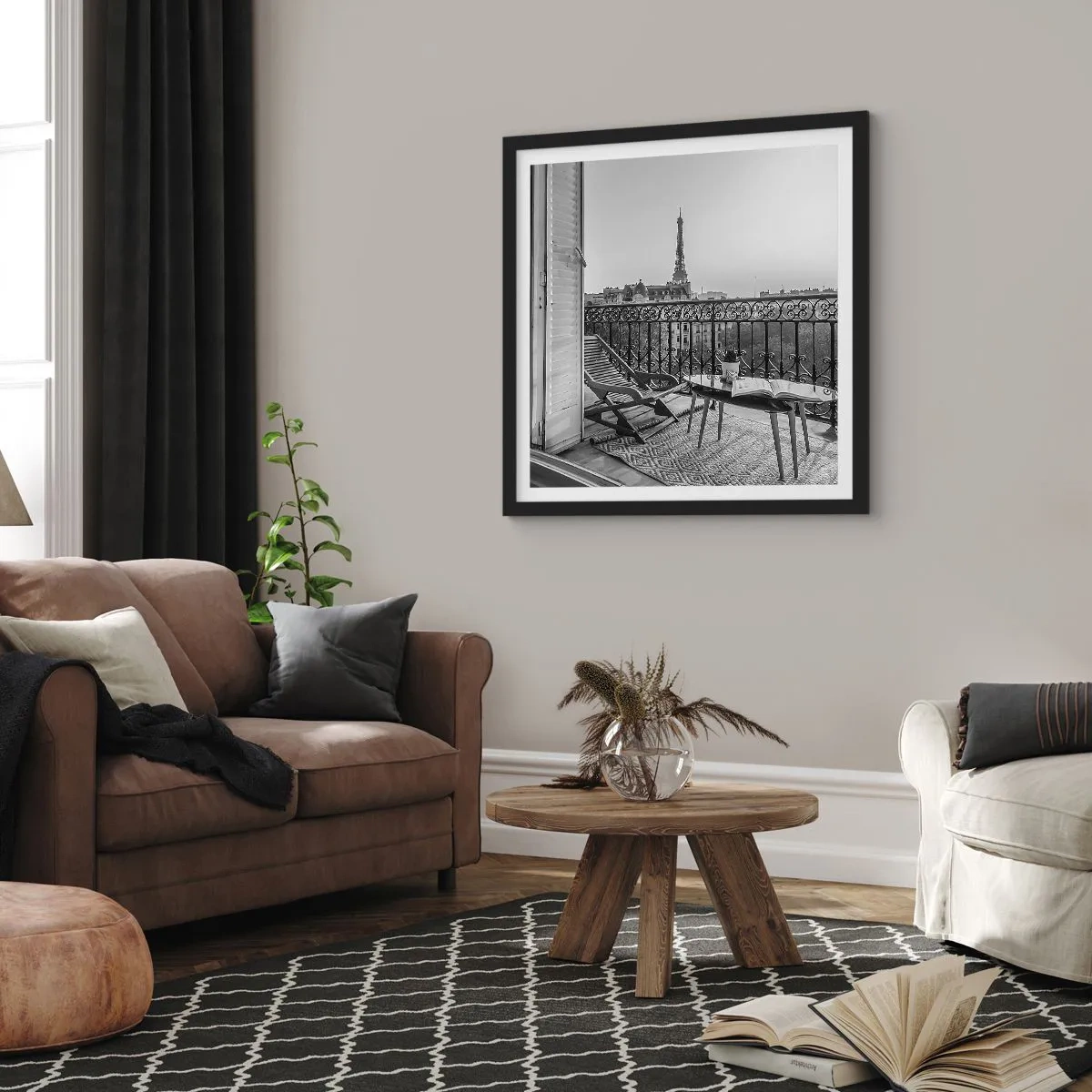 Poster in cornice nera - Pomeriggio parigino - 60x60 cm