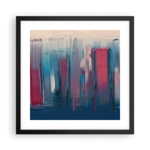 Poster in cornice nera - Composizione verticale in blu e rosso - 40x40 cm