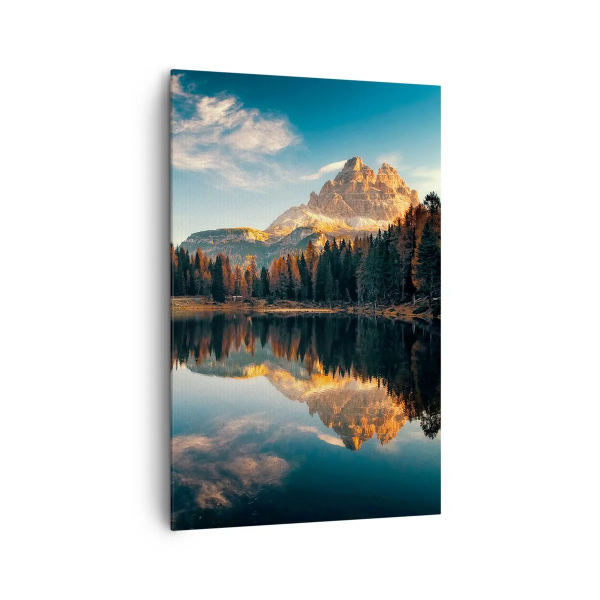 Quadro su tela - Stampe su Tela - Paesaggio montano con lago e foresta - 80x120cm - Paesaggio doppio - Decorazione murale moderna per soggiorno e camera da letto ARTTOR