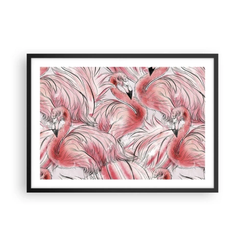Poster in cornice nera - Delicati disegni di fenicotteri rosa - 70x50cm - Corpo di ballo alato - Decorazione murale moderna per soggiorno e camera da letto ARTTOR