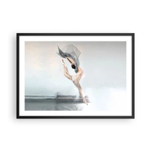 Poster in cornice nera - Una ballerina in movimento dinamico su uno sfondo chiaro - 70x50cm - Nell'estasi della danza - Decorazione murale moderna per soggiorno e camera da letto ARTTOR