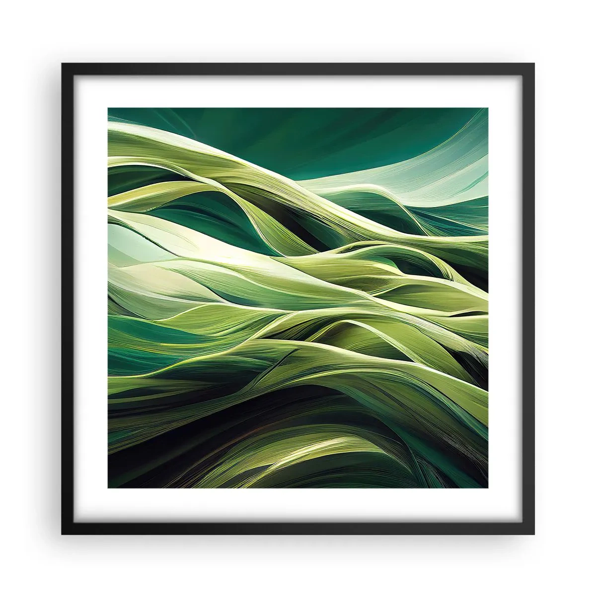 Poster in cornice nera - Gioco astratto in verde - 50x50 cm