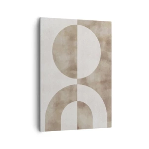 Quadro su tela - Stampe su Tela - Un dipinto astratto nei toni del beige con forme geometriche e simmetria. - 50x70cm - Analogie e differenze - Decorazione murale moderna per soggiorno e camera da letto ARTTOR