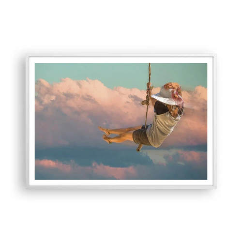 Poster in cornice bianca - Divertimento tra le nuvole - 100x70 cm