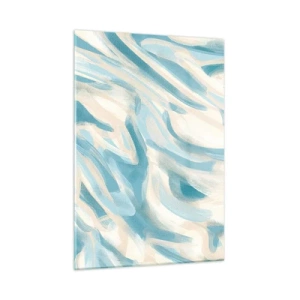 Quadro su vetro - Pennellate astratte nei colori blu e crema. - 50x70cm - Brezze primaverili - Decorazione murale moderna per soggiorno e camera da letto ARTTOR