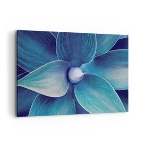 Quadro su tela - Stampe su Tela - Primo piano di un fiore astratto nei toni del blu - 120x80cm - Imbluito dal sole - Decorazione murale moderna per soggiorno e camera da letto ARTTOR
