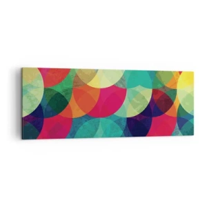 Quadro su tela - Stampe su Tela - Motivi geometrici colorati composti da cerchi e semicerchi - 140x50cm - Ascensione arcobaleno - Decorazione murale moderna per soggiorno e camera da letto ARTTOR