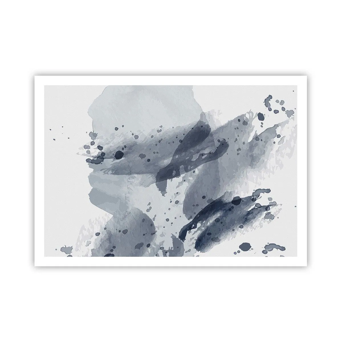 Poster - Macchie astratte nelle tonalità del blu su uno sfondo chiaro - 100x70cm - Studio della natura dell'acqua - Decorazione murale moderna per soggiorno e camera da letto ARTTOR