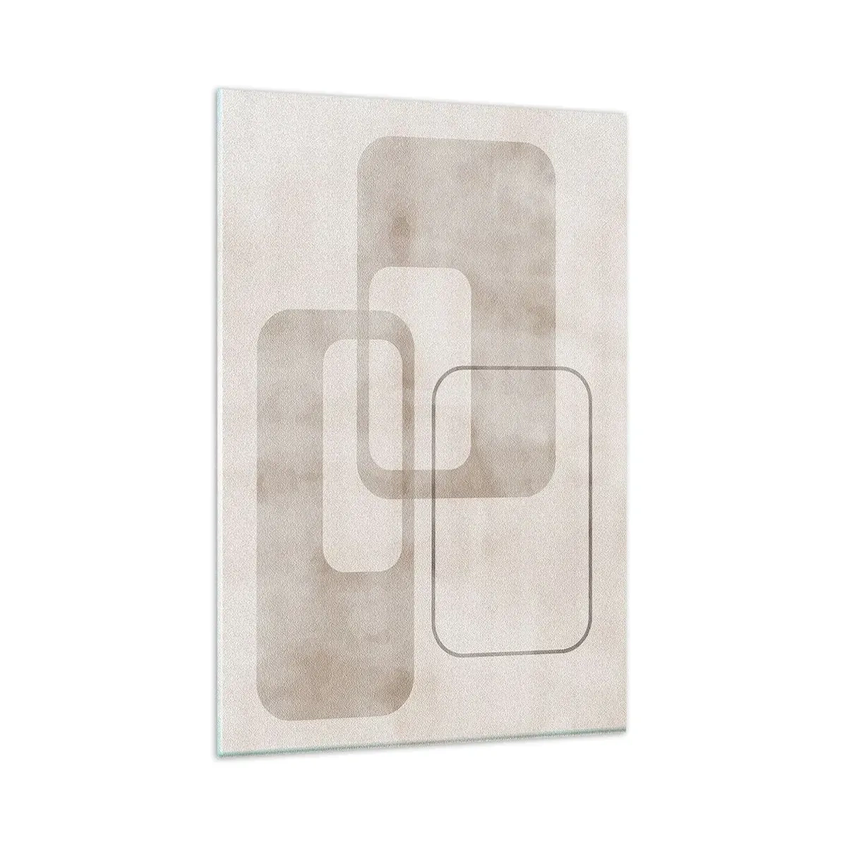 Quadro su vetro - Una composizione minimalista con rettangoli nelle tonalità del beige su uno sfondo discreto. - 80x120cm - Giunti geometrici - Decorazione murale moderna per soggiorno e camera da letto ARTTOR