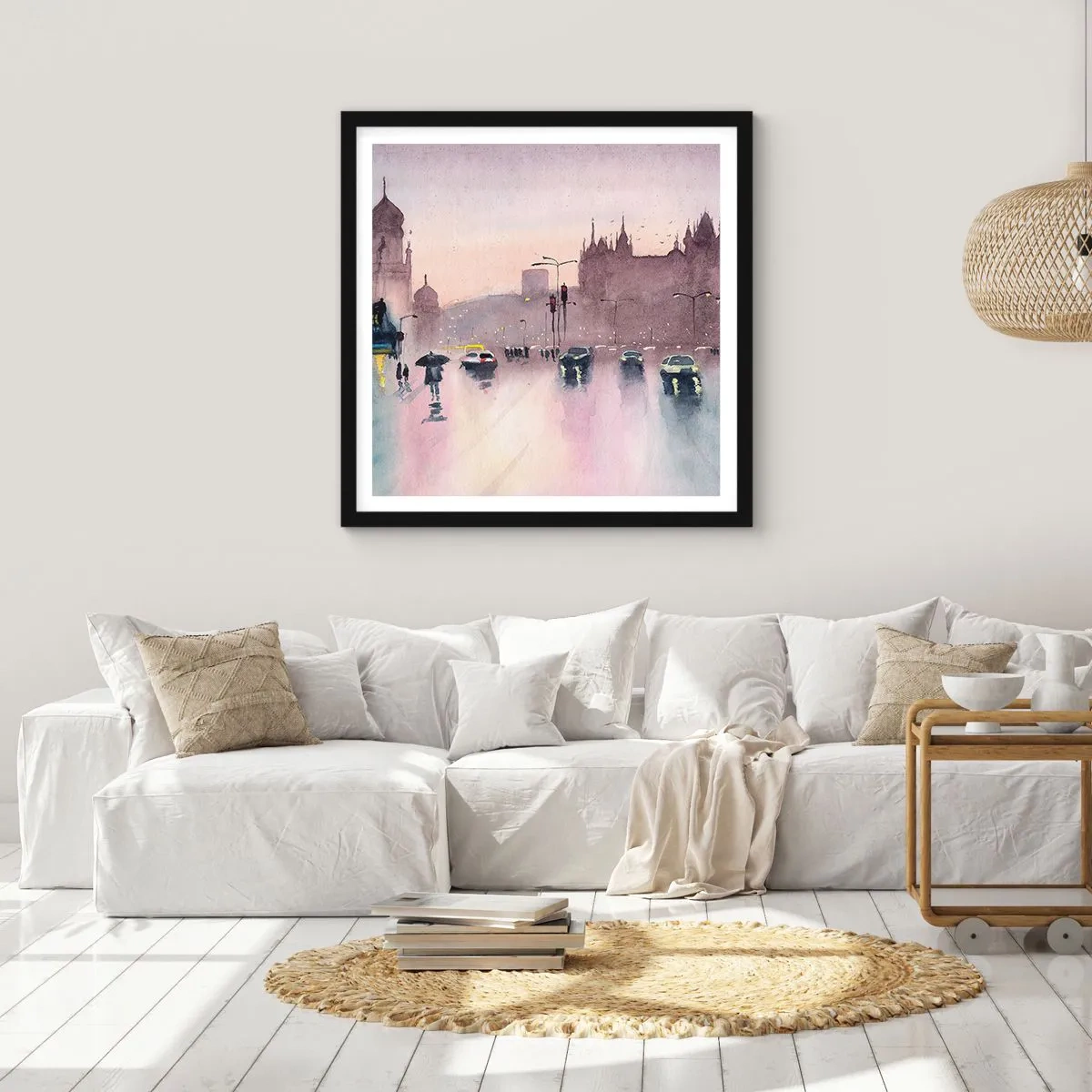 Poster in cornice nera - Nella nebbia piovigginosa - 60x60 cm