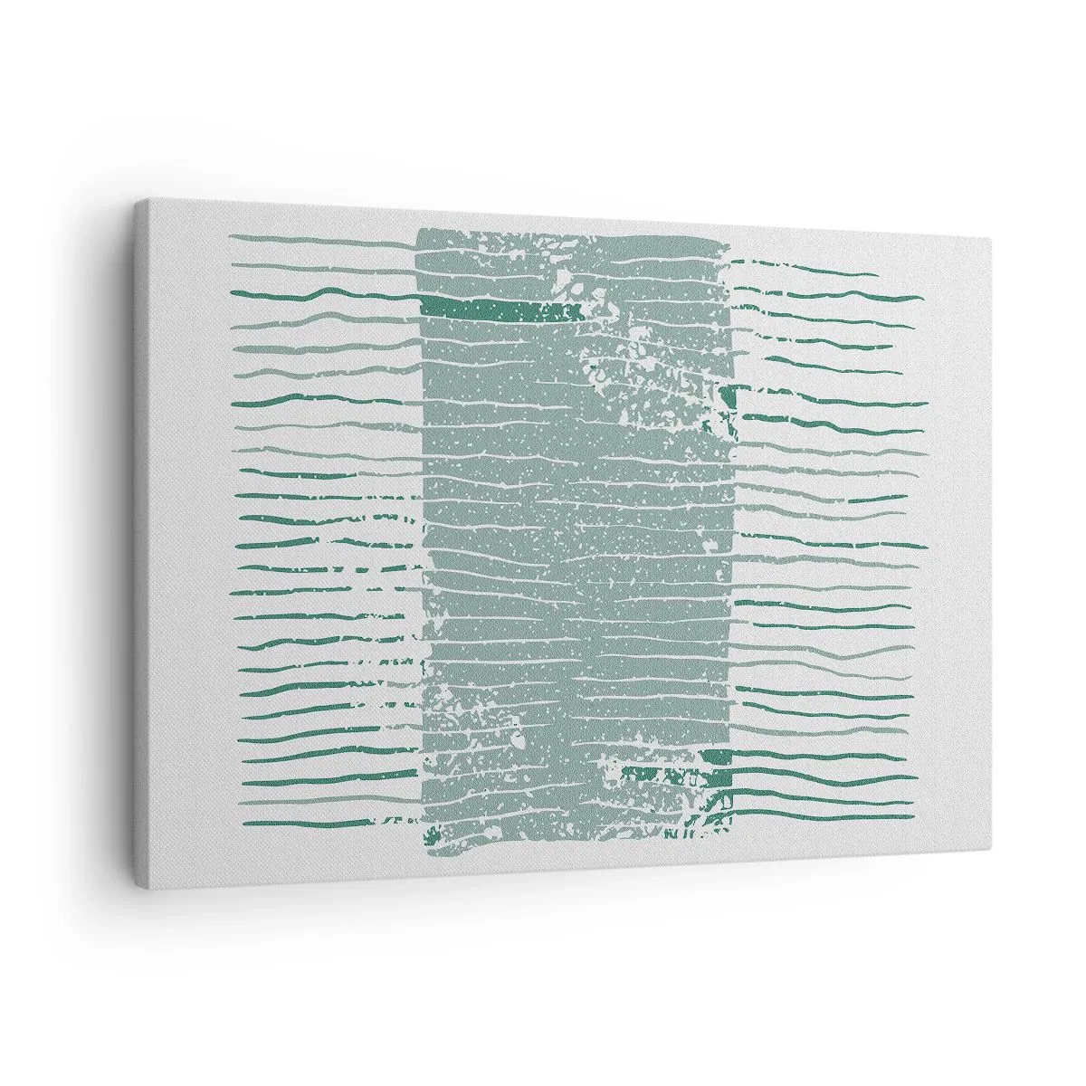 Quadro su tela - Stampe su Tela - Motivo geometrico nei toni del verde mare e del bianco - 70x50cm - Astrazione marina - Decorazione murale moderna per soggiorno e camera da letto ARTTOR