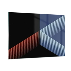 Quadro su vetro - Una moderna composizione geometrica con linee e contrasto di colori. - 100x70cm - Una storia semplice - Decorazione murale moderna per soggiorno e camera da letto ARTTOR