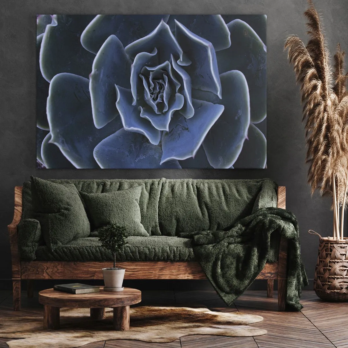 Quadro su tela - Stampe su Tela - Primo piano di una rosetta succulenta verde - 120x80cm - Fiore del deserto - Decorazione murale moderna per soggiorno e camera da letto ARTTOR