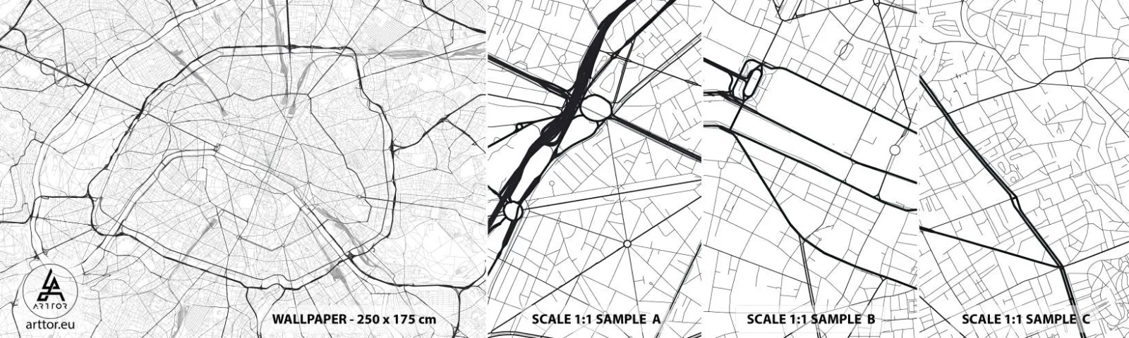 Campione Di Fotomurale Standard Eco - Il fiore di Parigi - Città, Mappa della città, Parigi - 100x30 cm