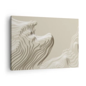 Quadro su tela - Stampe su Tela - Un motivo astratto nei toni del beige con effetto lineare. - 70x50cm - La topografia dell'arte - Decorazione murale moderna per soggiorno e camera da letto ARTTOR