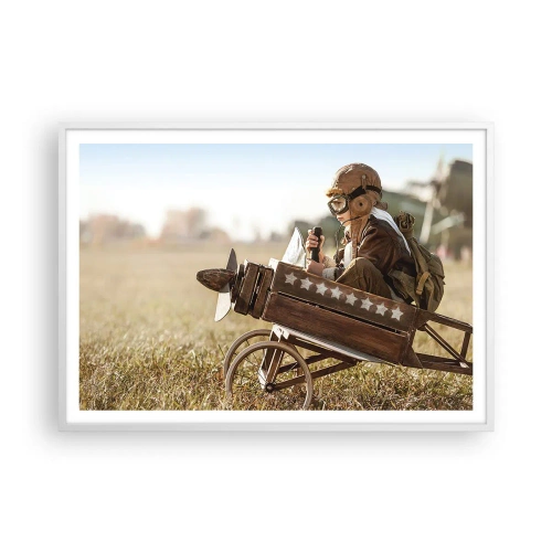 Poster in cornice bianca - Decollo verso i sogni - 100x70 cm