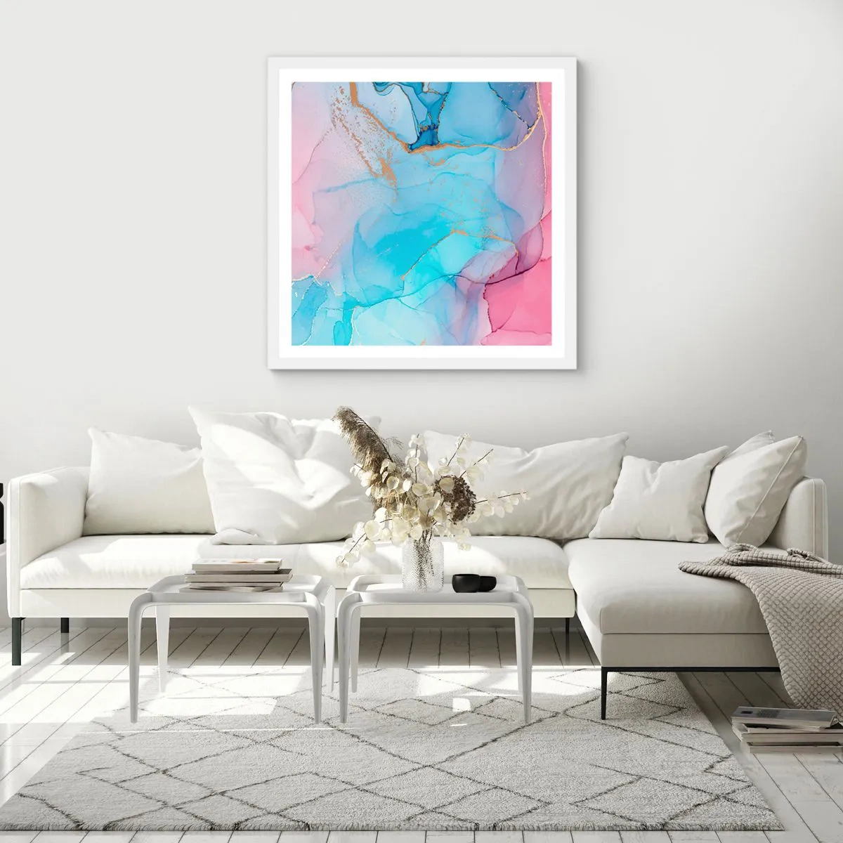 Poster in cornice bianca - Incontro e compenetrazione - 50x50 cm