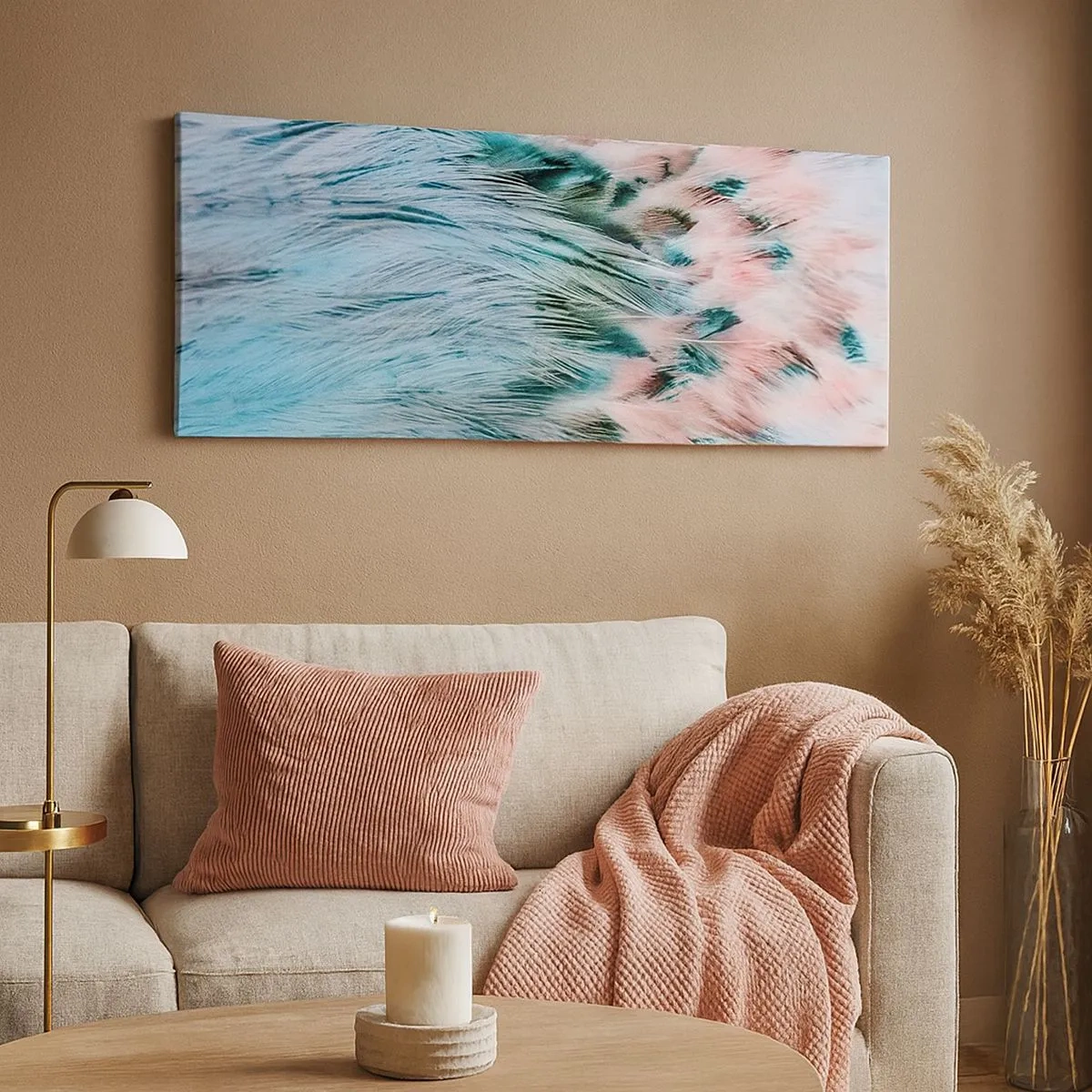 Quadro su tela - Stampe su Tela - Piumino rosa zaffiro - 100x40 cm
