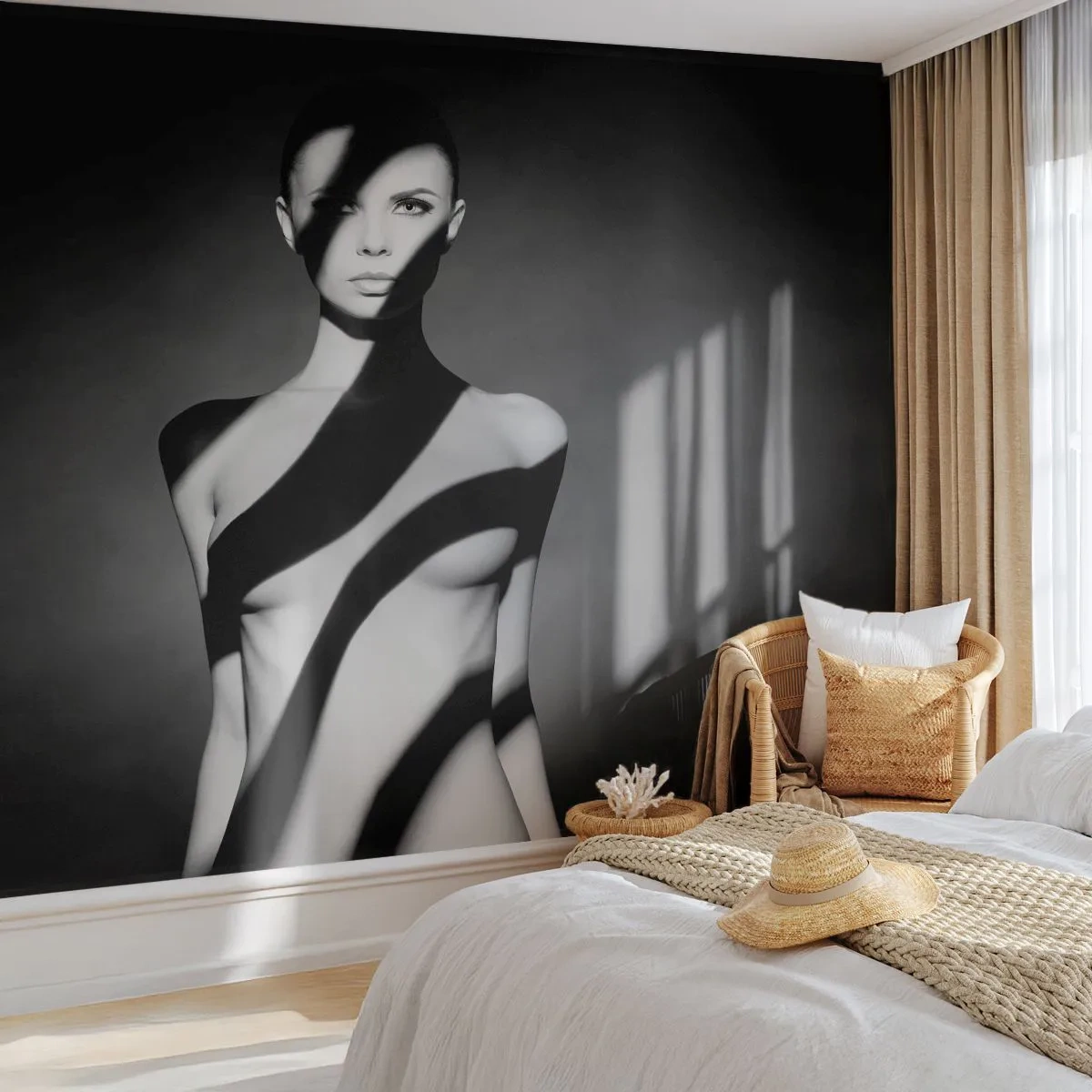 Fotomurali Autoadesivo Deluxe Sticker - Luci e ombre - Donna, Corpo, Pezzo - 400x280 cm