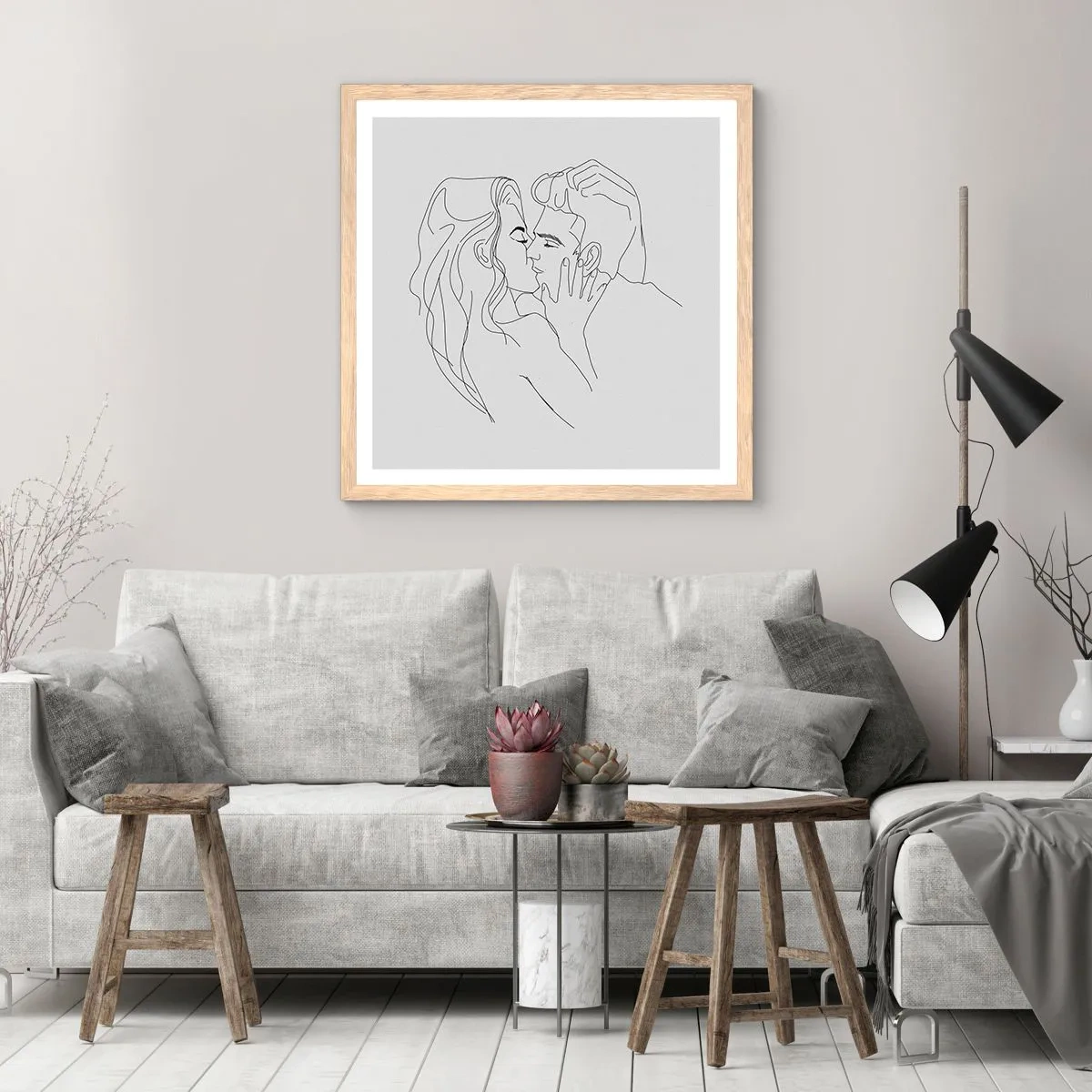 Poster in cornice rovere chiaro - La stessa linea - 60x60 cm