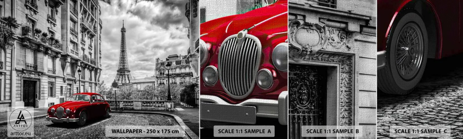 Campione di Fotomurale Premium Canvas - Predatore in città - Città, Torre Eiffel, Parigi - 100x30 cm