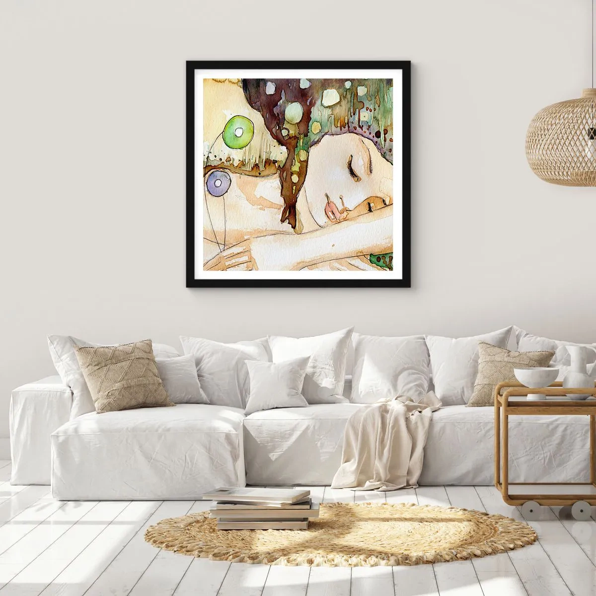 Poster in cornice nera - Sogno smeraldo e viola - 50x50 cm