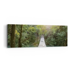 Quadro su tela - Stampe su Tela - Sull'acqua azzurra verso il bosco azzurro - 90x30 cm