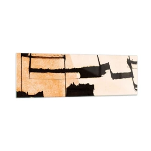 Quadro su vetro - Motivi geometrici nei toni del marrone e del beige - 160x50cm - Comunque in ordine - Decorazione murale moderna per soggiorno e camera da letto ARTTOR