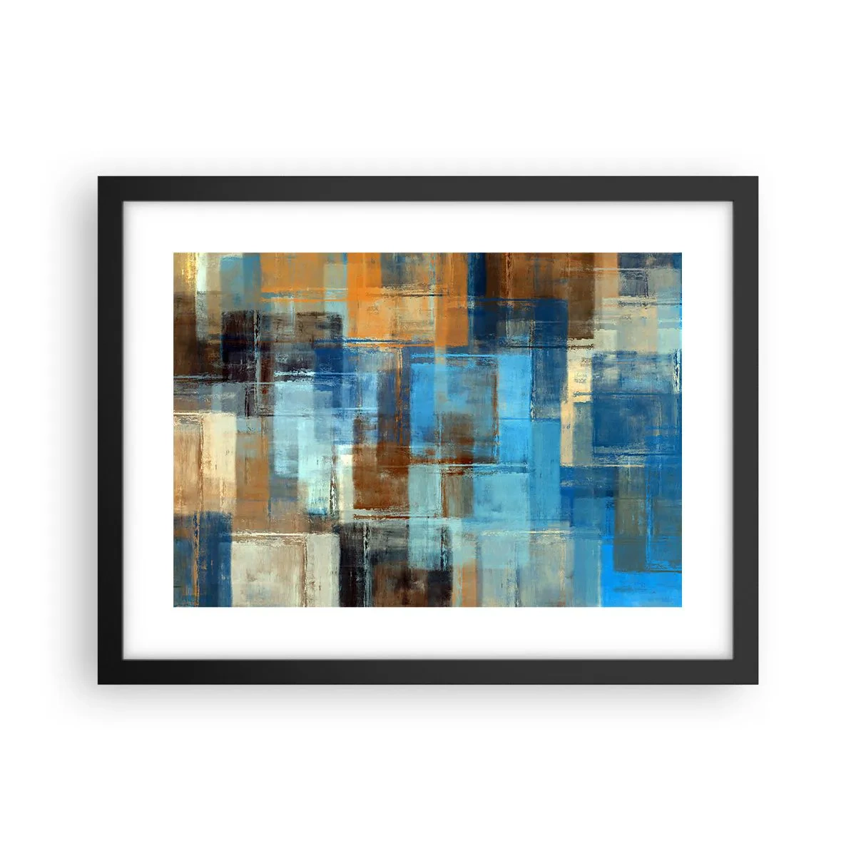 Poster in cornice nera - Attraverso la tenda blu - 40x30 cm