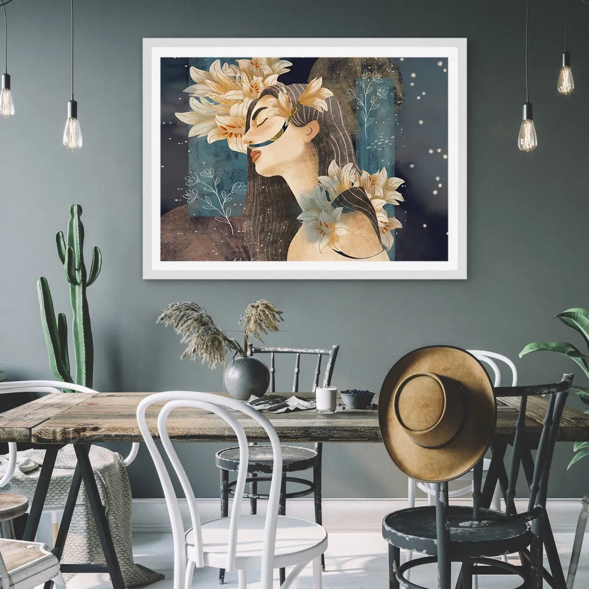 Poster in cornice bianca - La favola della principessa con i gigli - 100x70 cm