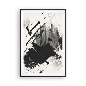 Poster in cornice nera - Astrazione: espressione di nero - 61x91 cm