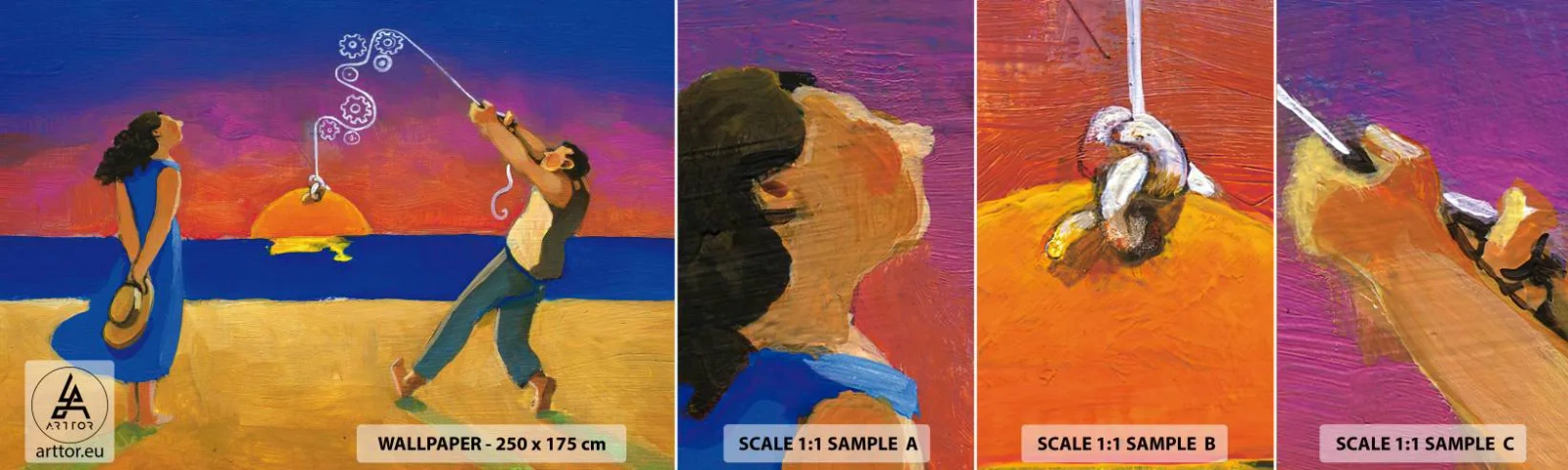 Campione Di Fotomurale Standard Eco - Più delle stelle del cielo - Astrazione, Donna e Uomo, Pittura - 100x30 cm