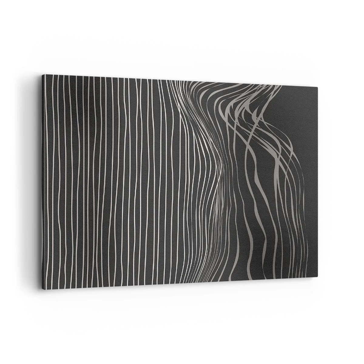 Quadro su tela - Stampe su Tela - Linee bianche su sfondo grigio scuro in una disposizione astratta - 120x80cm - Ritmo e accento - Decorazione murale moderna per soggiorno e camera da letto ARTTOR