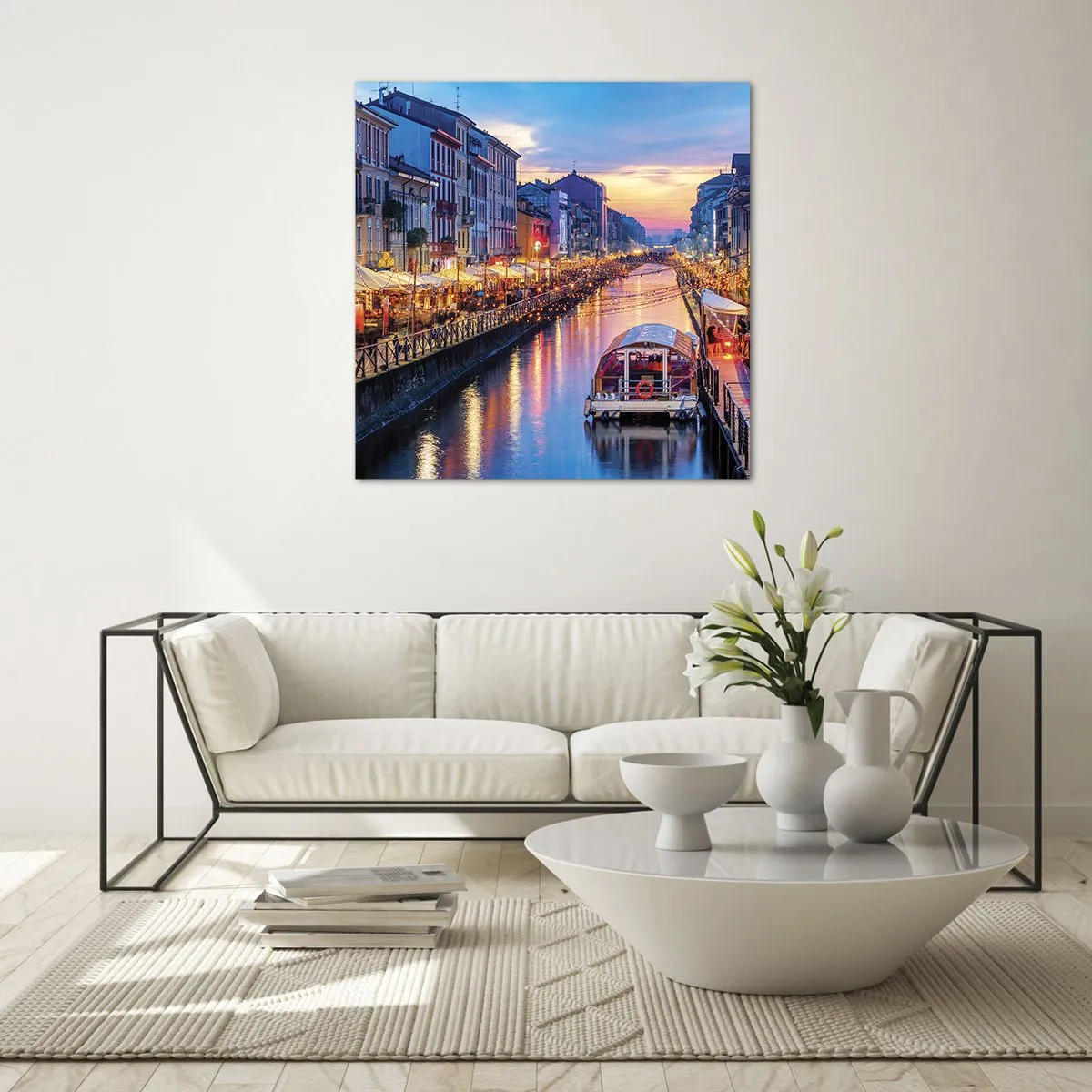 Quadro su vetro - Sera di luce e di divertimento - 50x50 cm