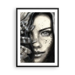 Poster in cornice nera - Ritratto di donna in stile monocromatico - 50x70cm - Bellezza selvaggia - Decorazione murale moderna per soggiorno e camera da letto ARTTOR