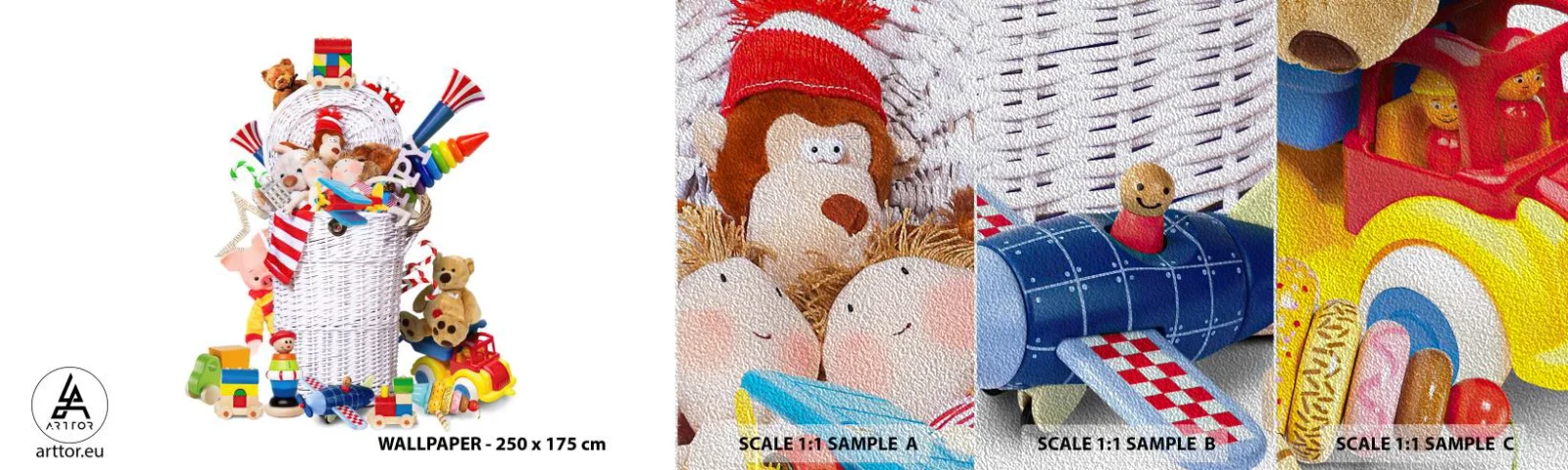 Campione di Fotomurale Premium Sand - I tesori del bambini - Giocattoli, Per bambini, La stanza dei bambini - 100x30 cm