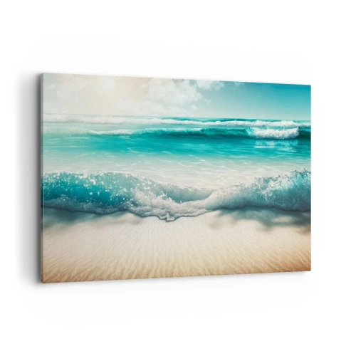 Quadro su tela - Stampe su Tela - Onde dell'oceano su una spiaggia di sabbia chiara - 120x80cm - La calma dell'oceano - Decorazione murale moderna per soggiorno e camera da letto ARTTOR