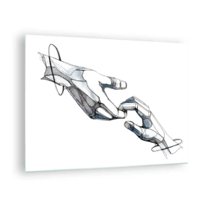 Quadro su vetro - Illustrazione artistica di due mani in stile astratto - 70x50cm - Buon gesto - Decorazione murale moderna per soggiorno e camera da letto ARTTOR