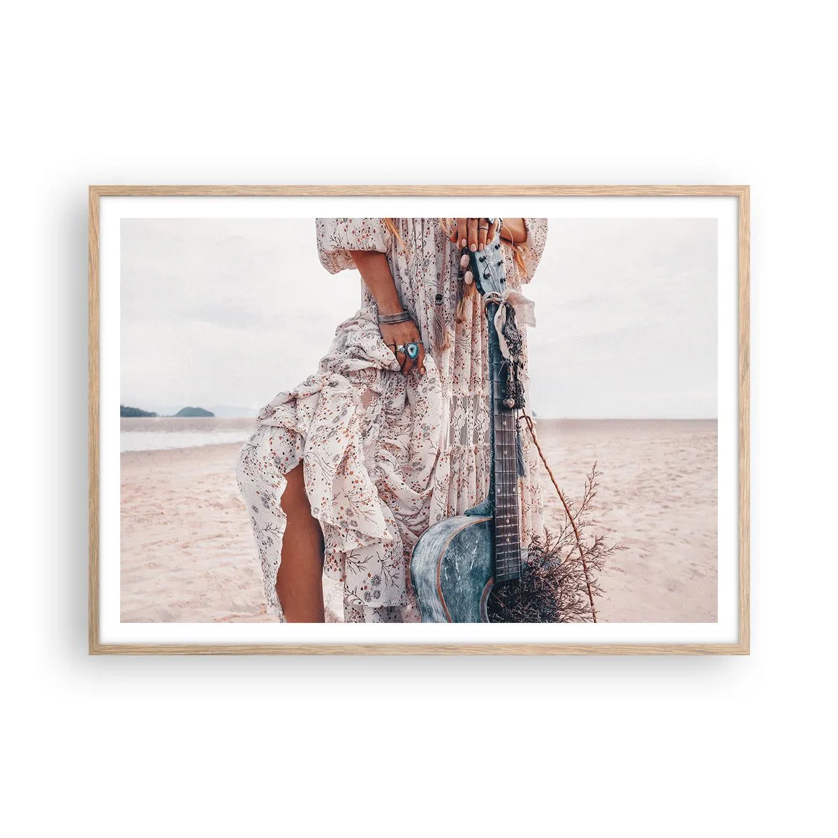 Poster in cornice rovere chiaro - Figli dei fiori in cammino - 100x70 cm