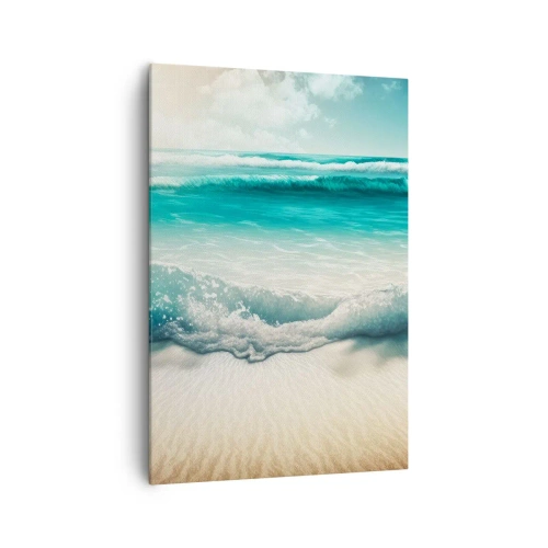 Quadro su tela - Stampe su Tela - Onde dell'oceano su una spiaggia di sabbia chiara - 70x100cm - La calma dell'oceano - Decorazione murale moderna per soggiorno e camera da letto ARTTOR