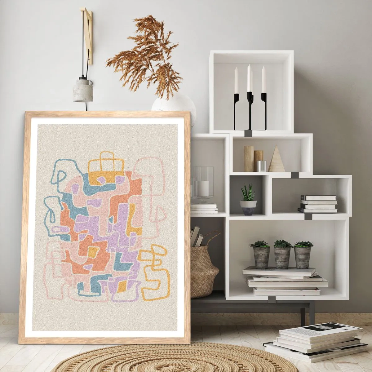Poster in cornice rovere chiaro - Labirinto: avventura gioiosa - 50x70 cm