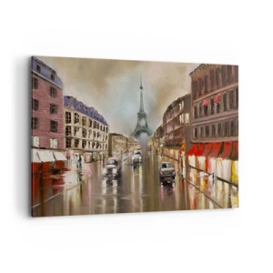 Quadro su tela - Stampe su Tela - Paesaggio urbano serale di Parigi con vista sulla Torre Eiffel - 120x80cm - Conta solo lei - Decorazione murale moderna per soggiorno e camera da letto ARTTOR