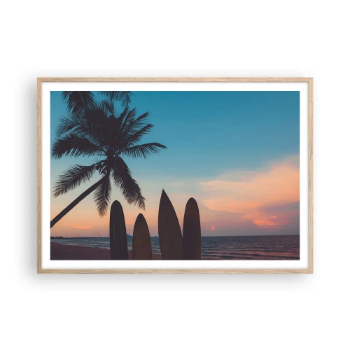 Poster in cornice rovere chiaro - Domani anche ci divertiamo - 100x70 cm