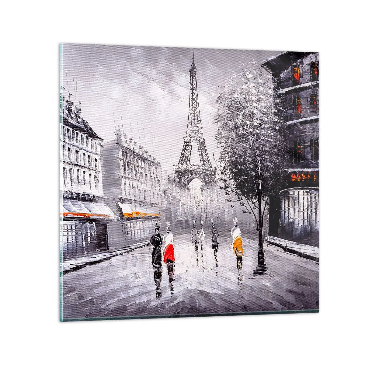 Quadro su vetro - Passeggiata a Parigi - 60x60 cm