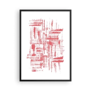 Poster in cornice nera - Linee geometriche rosse su sfondo bianco - 50x70cm - Città rossa - Decorazione murale moderna per soggiorno e camera da letto ARTTOR