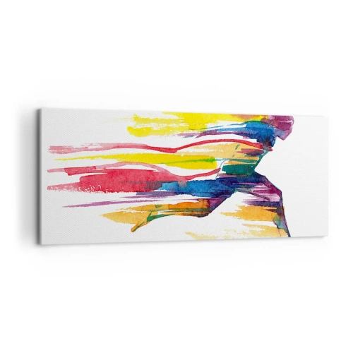 Quadro su tela - Stampe su Tela - Un corridore dai colori astratti che simboleggiano dinamismo ed energia - 120x50cm - Corsa attraverso l'arcobaleno - Decorazione murale moderna per soggiorno e camera da letto ARTTOR