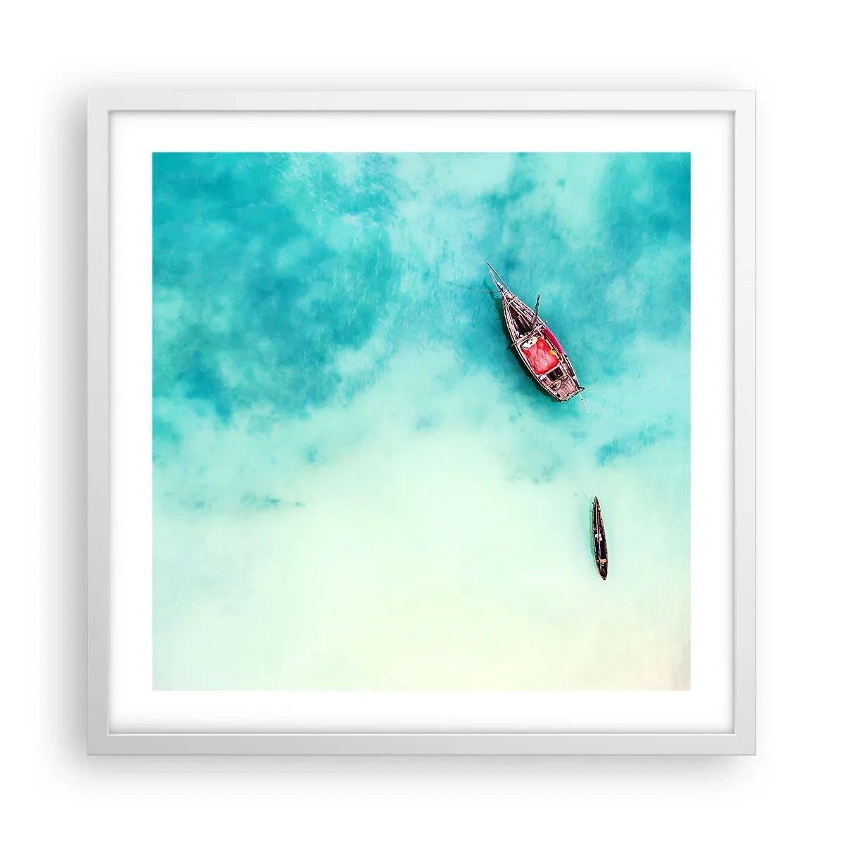 Poster in cornice bianca - Nelle spiagge di Zanzibar, quando c'è troppa acqua... - 50x50 cm