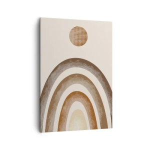 Quadro su tela - Stampe su Tela - Motivo planetario geometrico nei toni del marrone - 50x70cm - In una galassia lontana - Decorazione murale moderna per soggiorno e camera da letto ARTTOR