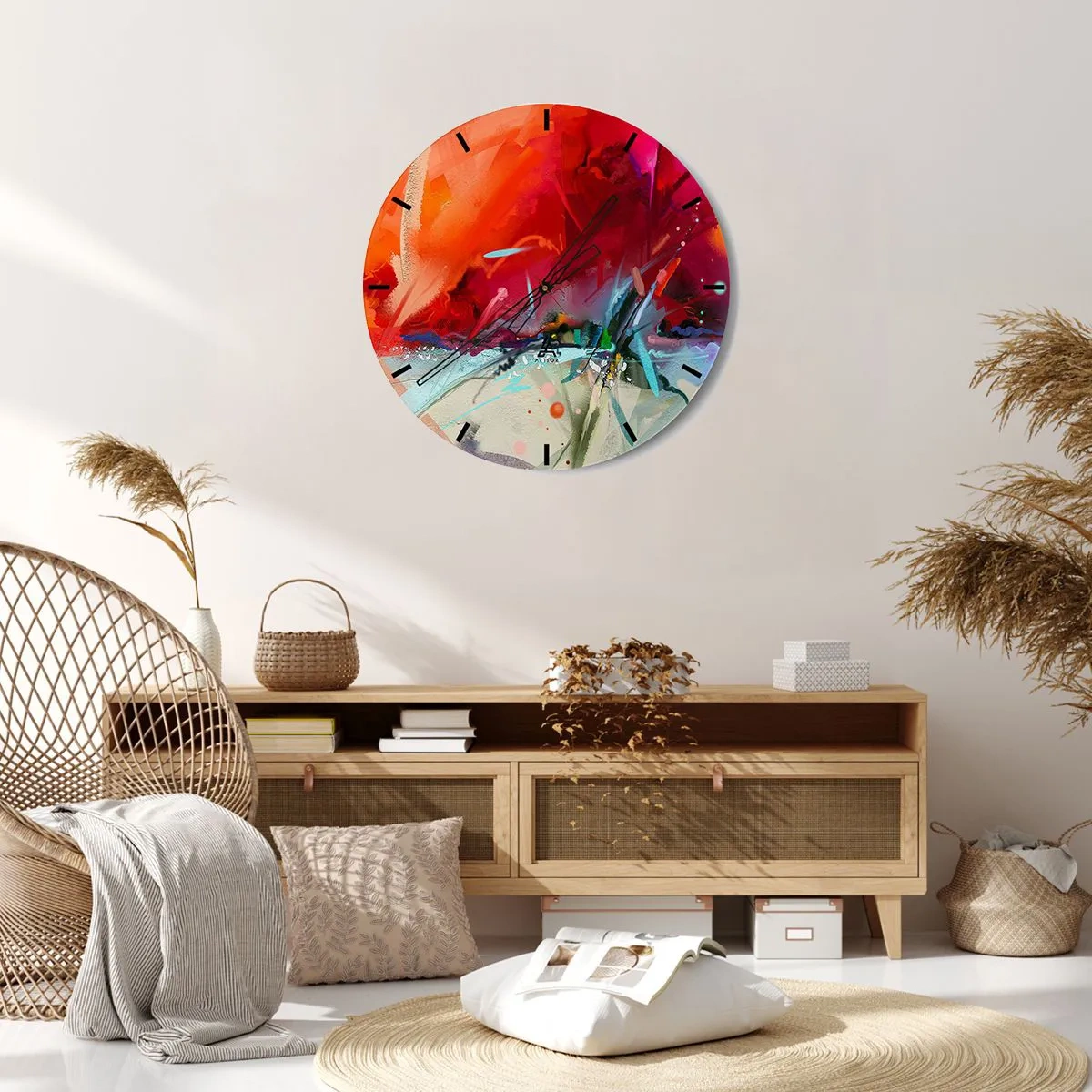 Orologio da parete - Orologio in Vetro - Esplosione di luci e colori - 30x30 cm
