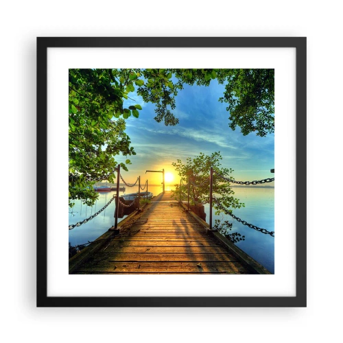 Poster in cornice nera - Tramonto sul lago - 40x40 cm